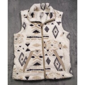 The North Face Vest Womens Size Medium White Campshire Sherpa Fleece Aztec